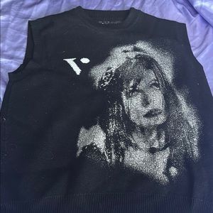 Black Graphic Sleeveless Sweater Men